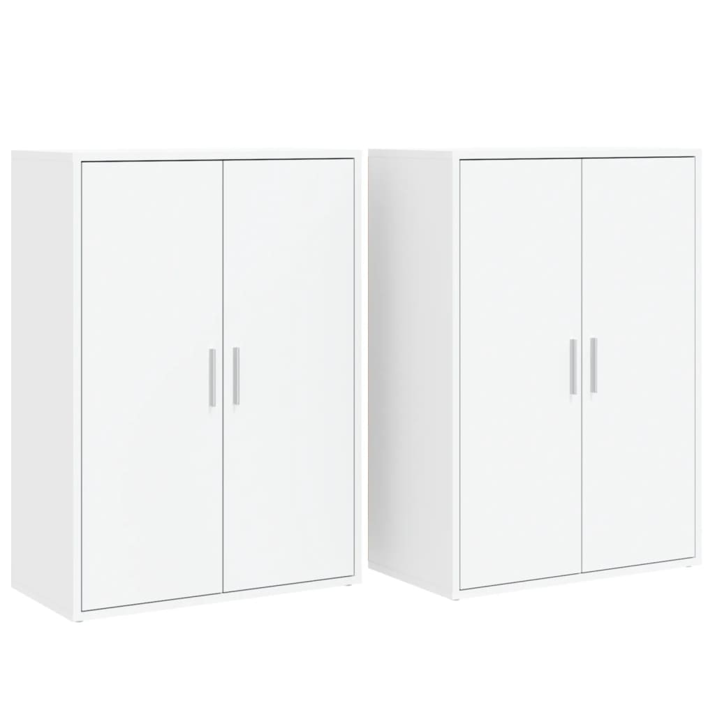 Buffets 2 pcs blanc 60x31x84 cm bois d'ingénierie