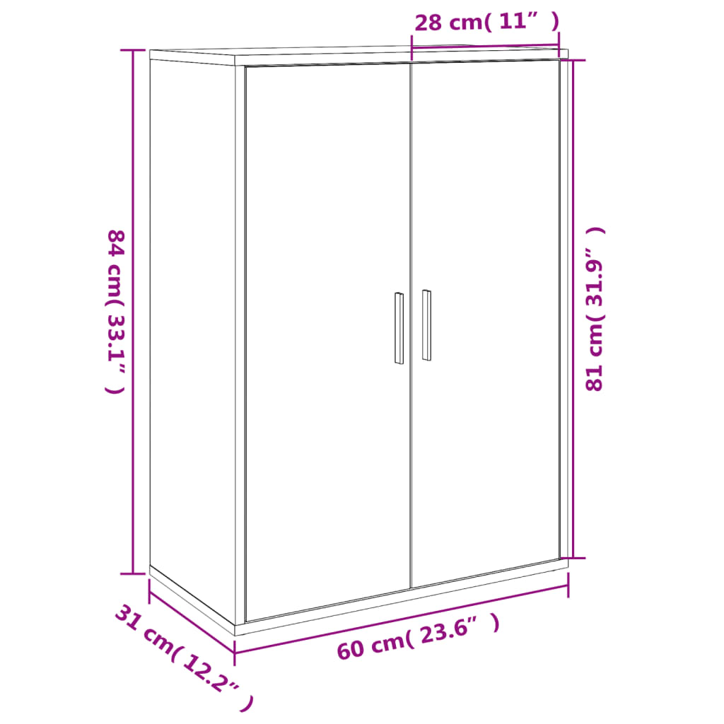 Buffets 2 pcs blanc 60x31x84 cm bois d'ingénierie