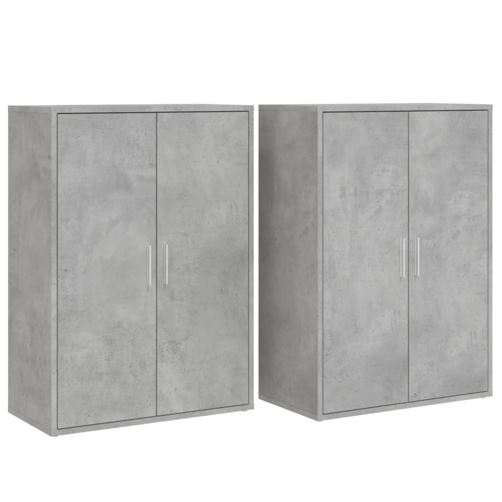 Buffets 2 pcs gris béton 60x31x84 cm bois d'ingénierie