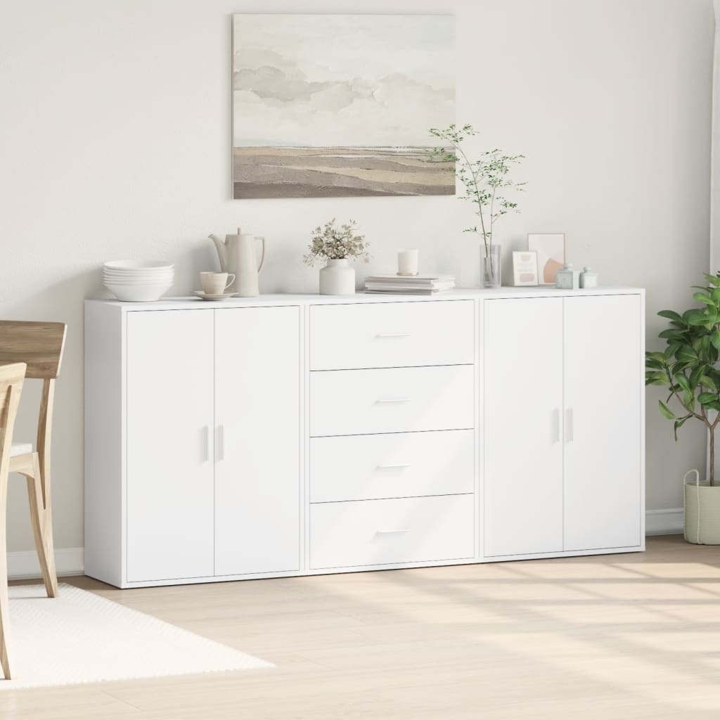 Buffets 3 pcs blanc 60x31x84 cm bois d'ingénierie