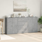 Buffets 3 pcs gris béton 60x31x84 cm bois d'ingénierie