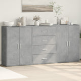 Buffets 3 pcs gris béton 60x31x84 cm bois d'ingénierie