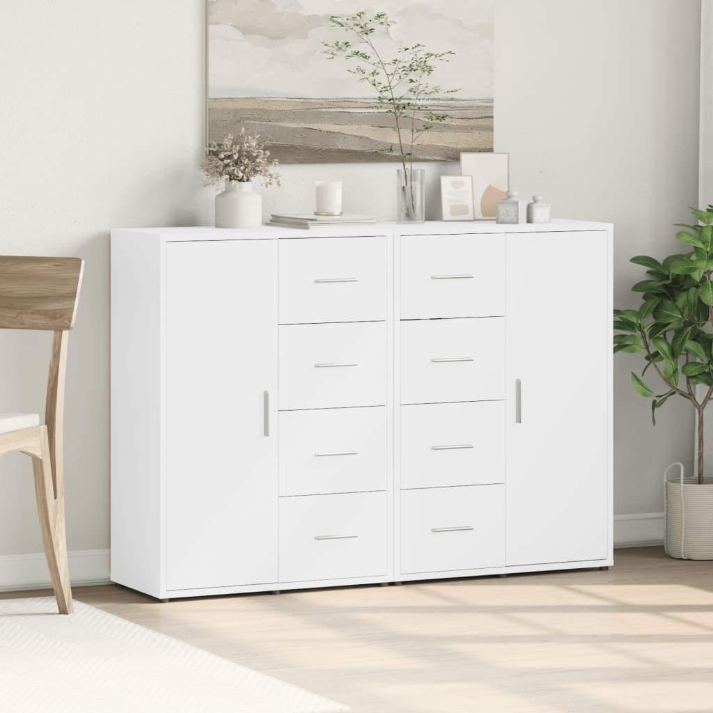 Buffets 2 pcs blanc 60x31x84 cm bois d'ingénierie