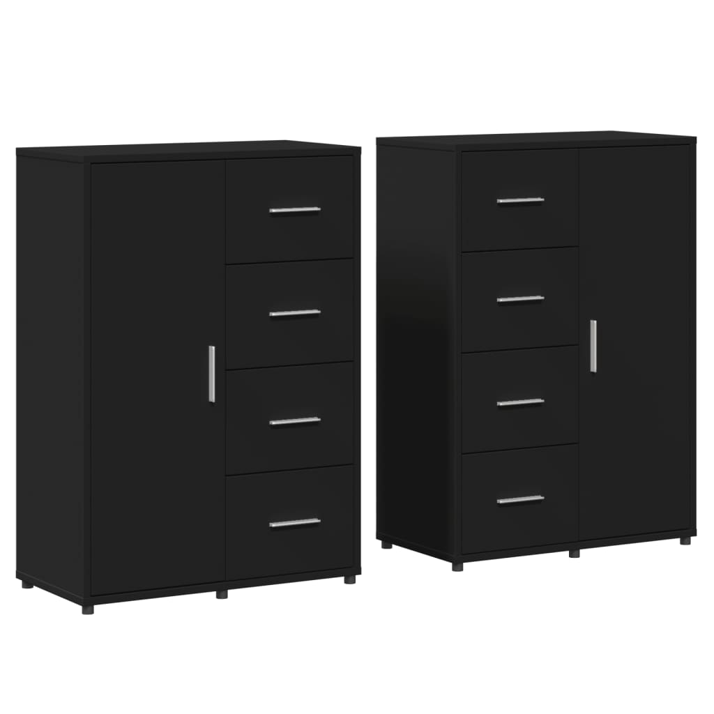 Buffets 2 pcs noir 60x31x84 cm bois d'ingénierie