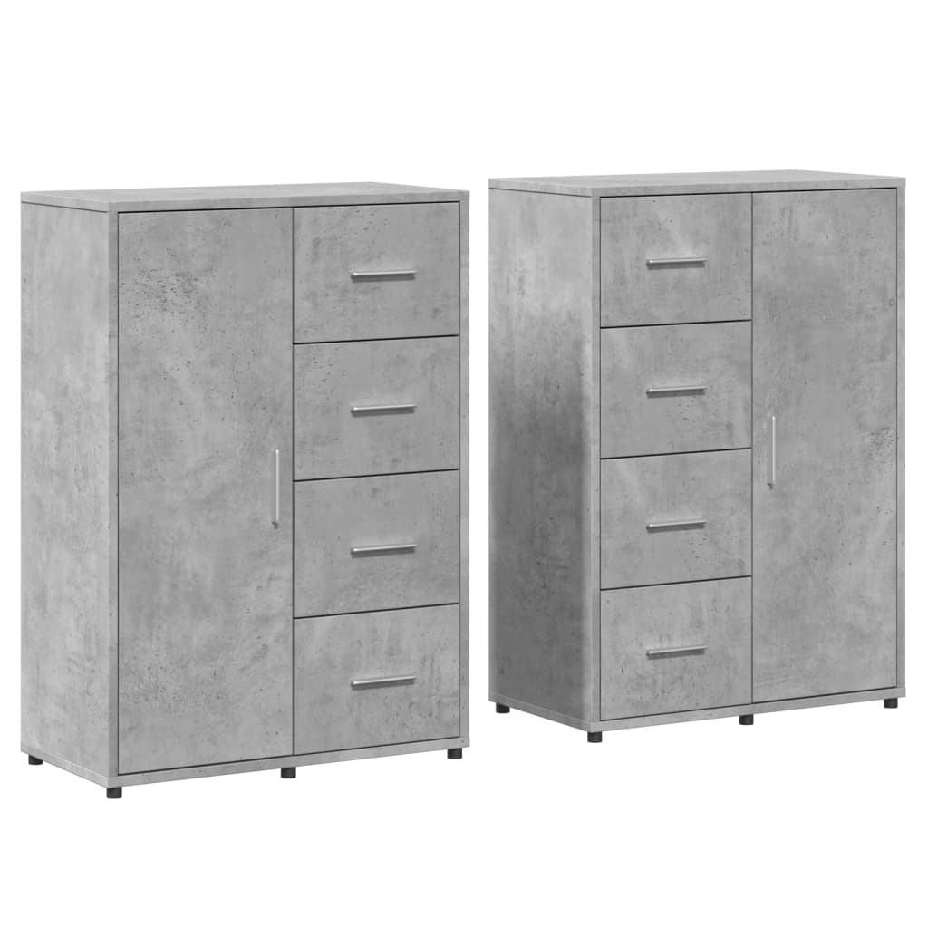 Buffets 2 pcs gris béton 60x31x84 cm bois d'ingénierie