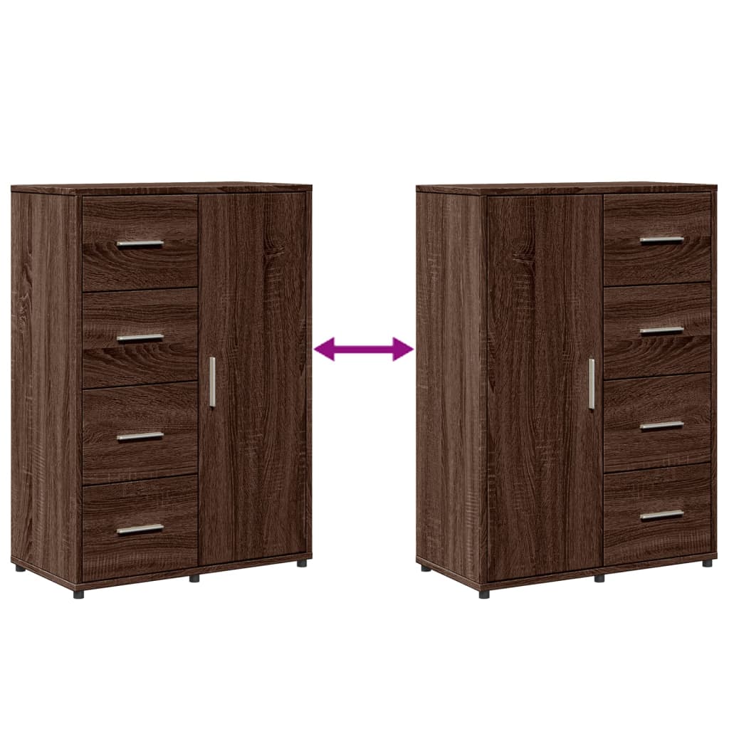 Buffets 2 pcs chêne marron 60x31x84 cm bois d'ingénierie