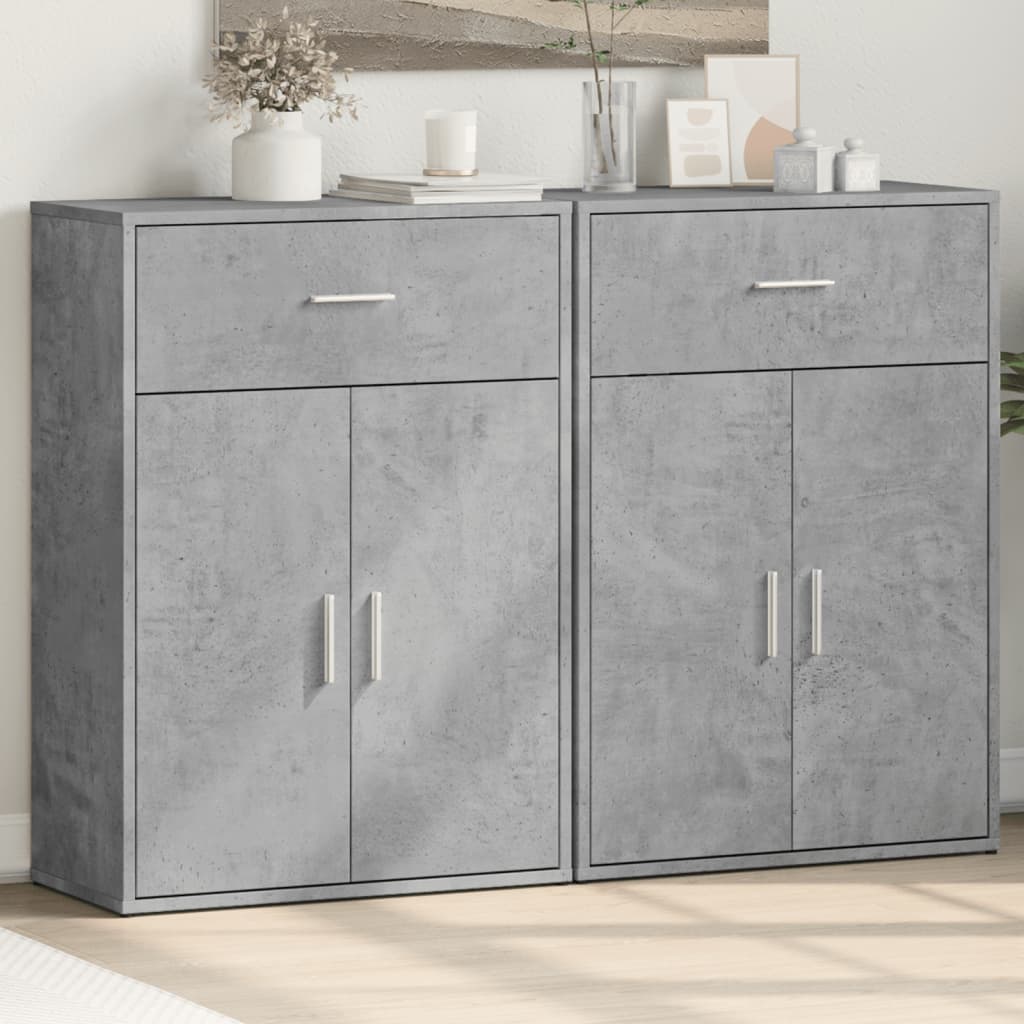 Buffets 2 pcs gris béton 60x30x84 cm bois d'ingénierie