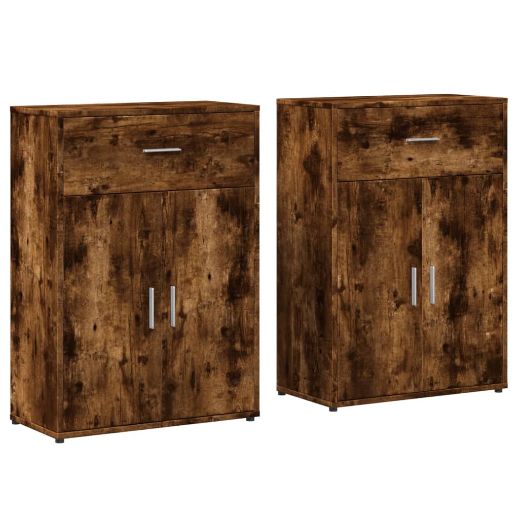 Buffets 2 pcs chêne fumé 60x30x84 cm bois d'ingénierie