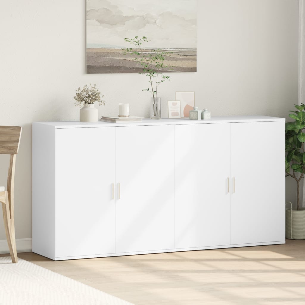 Buffets 2 pcs blanc 79x38x80 cm bois d’ingénierie