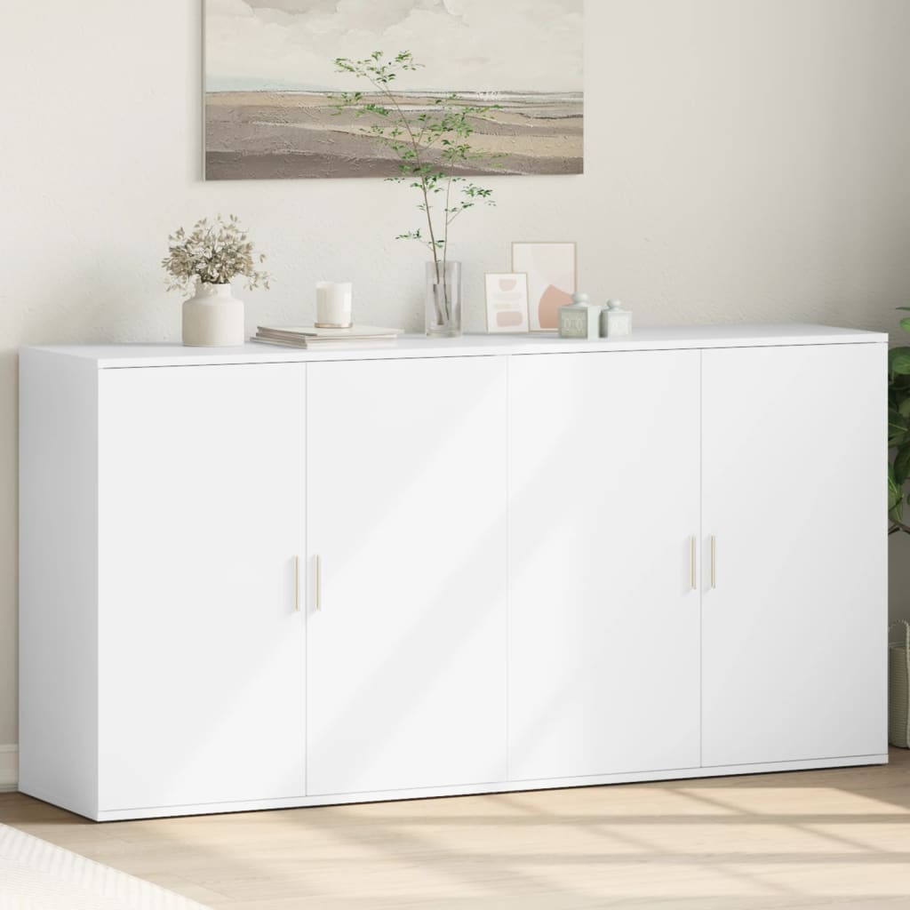 Buffets 2 pcs blanc 79x38x80 cm bois d’ingénierie