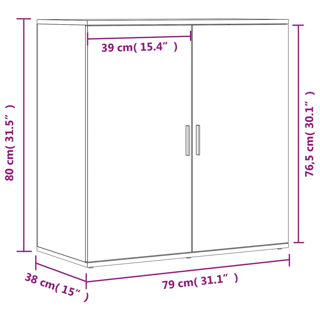 Buffets 2 pcs noir 79x38x80 cm bois d'ingénierie