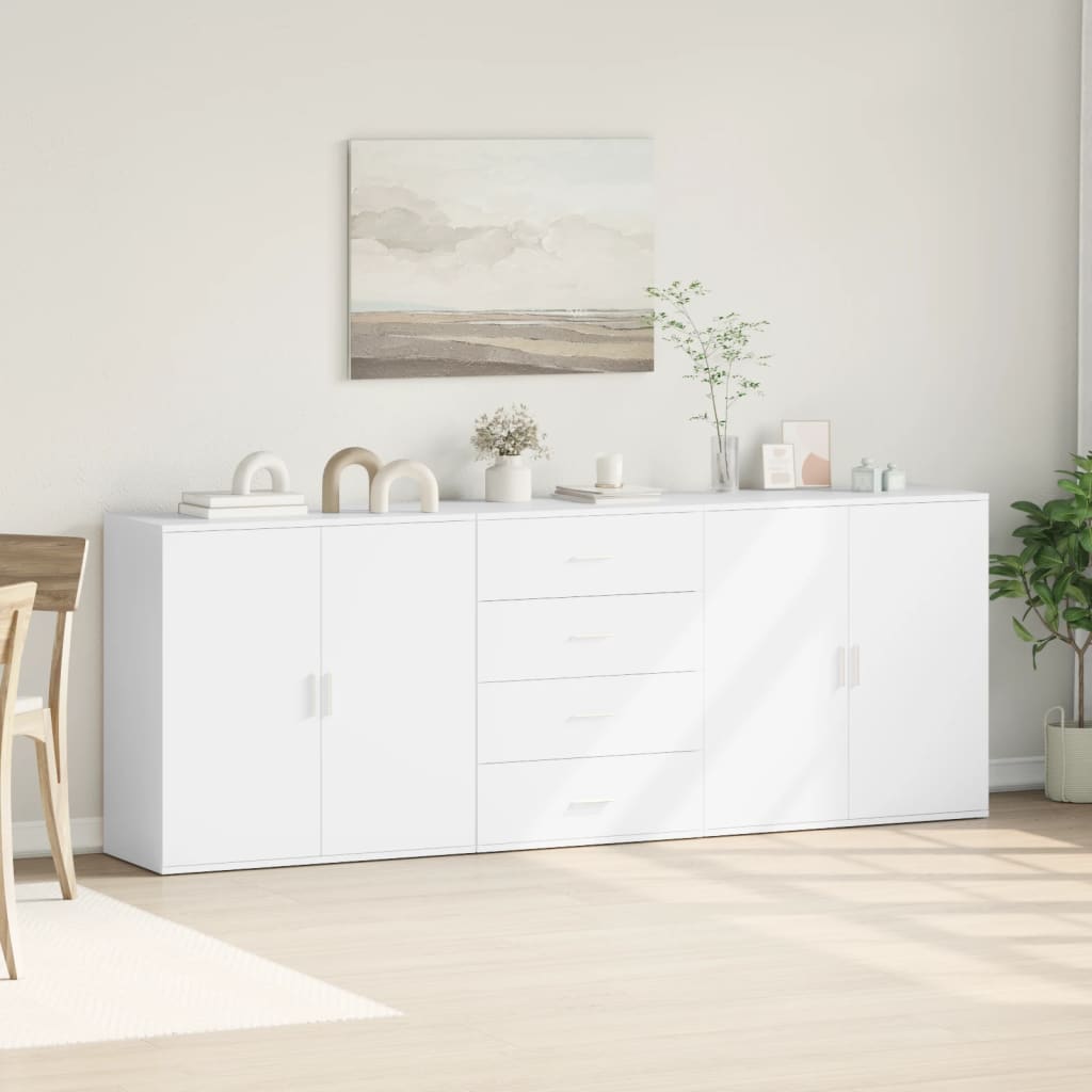 Buffets 3 pcs Blanc Bois d'ingénierie