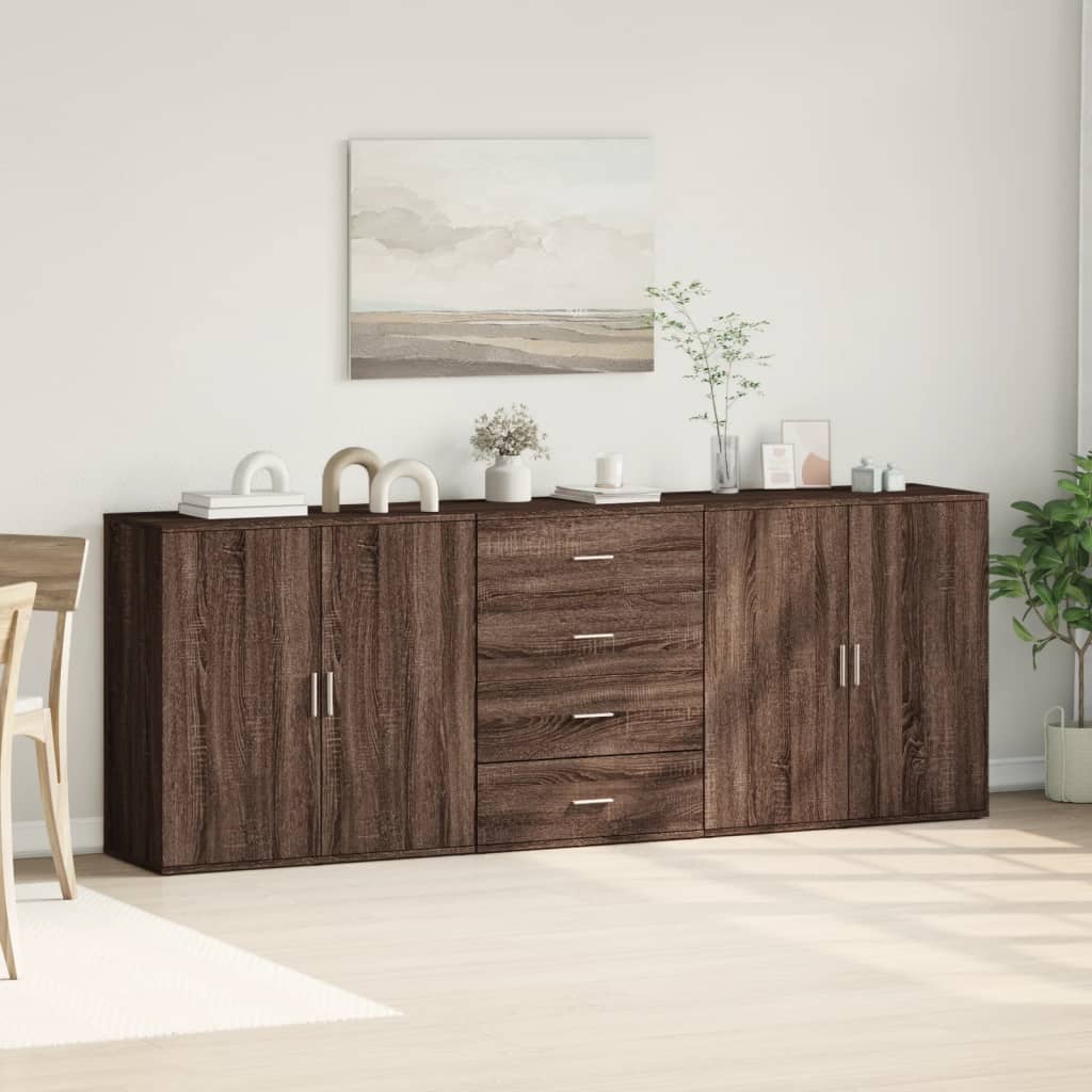 Buffets 3 pcs Chêne marron Bois d'ingénierie