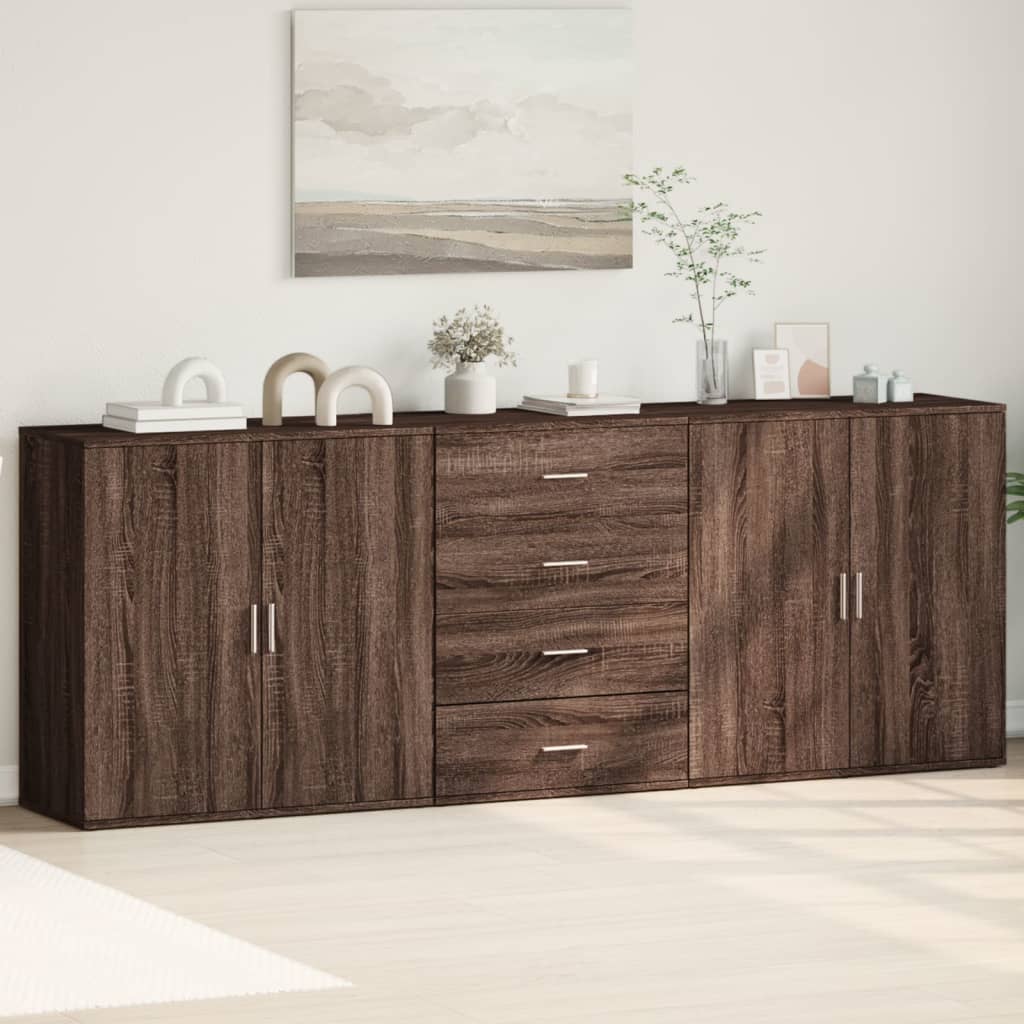 Buffets 3 pcs Chêne marron Bois d'ingénierie