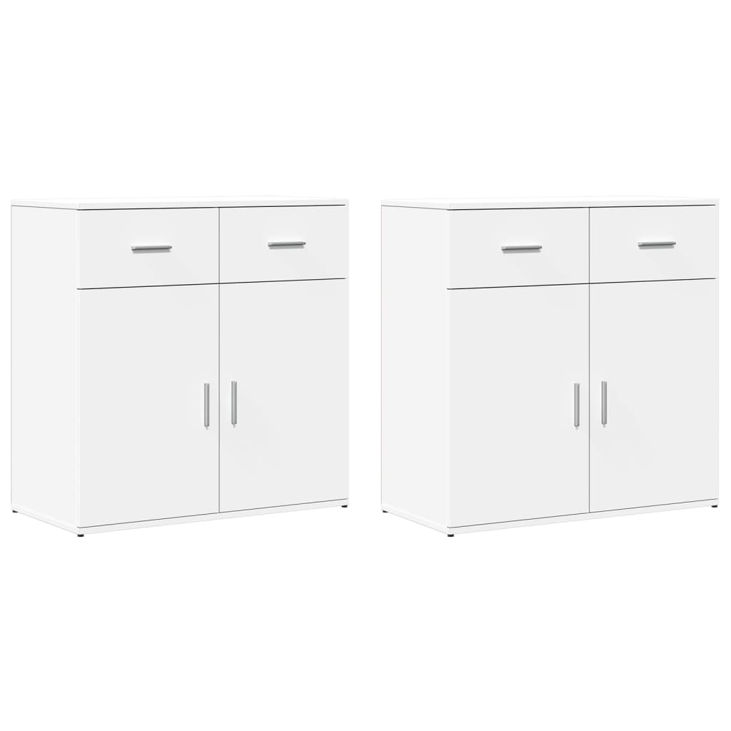 Buffets 2 pcs blanc 79x38x80 cm bois d’ingénierie