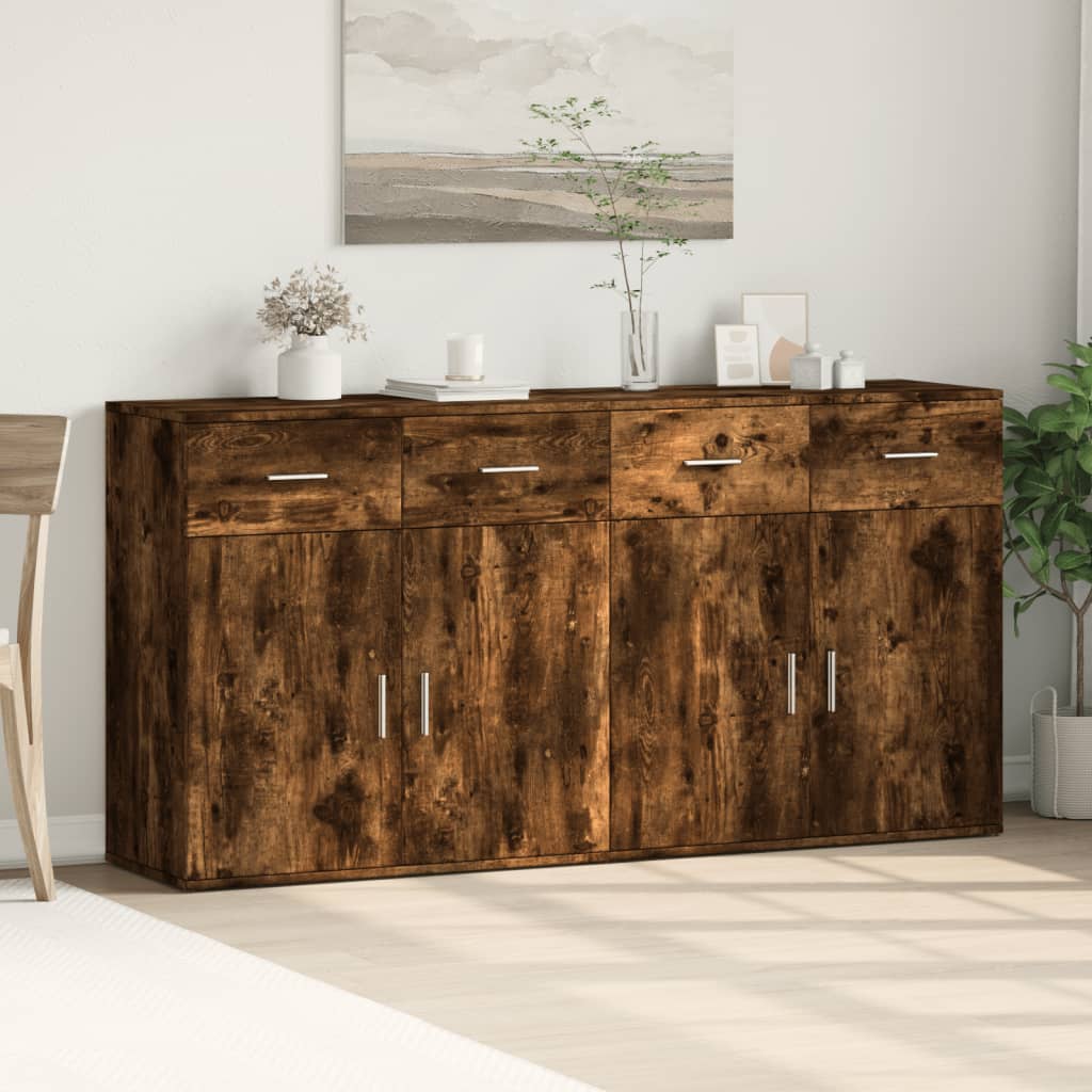 Buffets 2 pcs chêne fumé 79x38x80 cm bois d'ingénierie