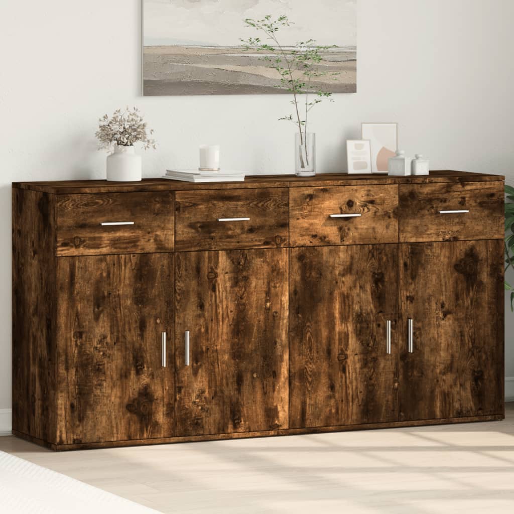 Buffets 2 pcs chêne fumé 79x38x80 cm bois d'ingénierie