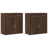 Buffets 2 pcs chêne marron 79x38x80 cm bois d'ingénierie