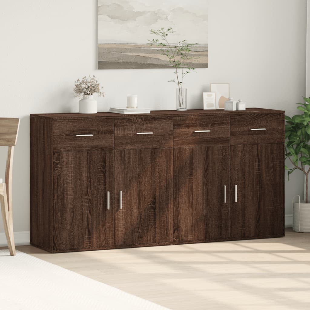 Buffets 2 pcs chêne marron 79x38x80 cm bois d'ingénierie