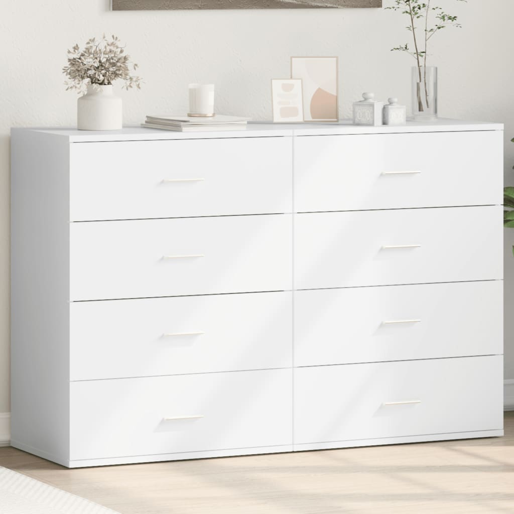 Buffets 2 pcs blanc 60x39x80 cm bois d’ingénierie