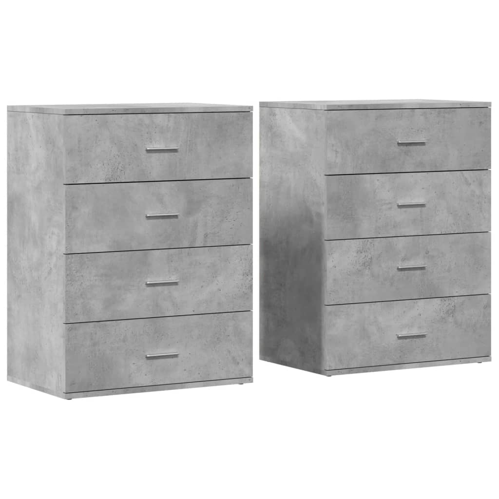 Buffets 2 pcs gris béton 60x39x80 cm bois d'ingénierie