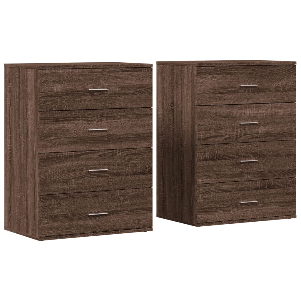 Buffets 2 pcs chêne marron 60x39x80 cm bois d'ingénierie