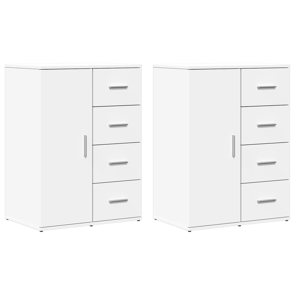 Buffets 2 pcs blanc 59x39x80 cm bois d'ingénierie