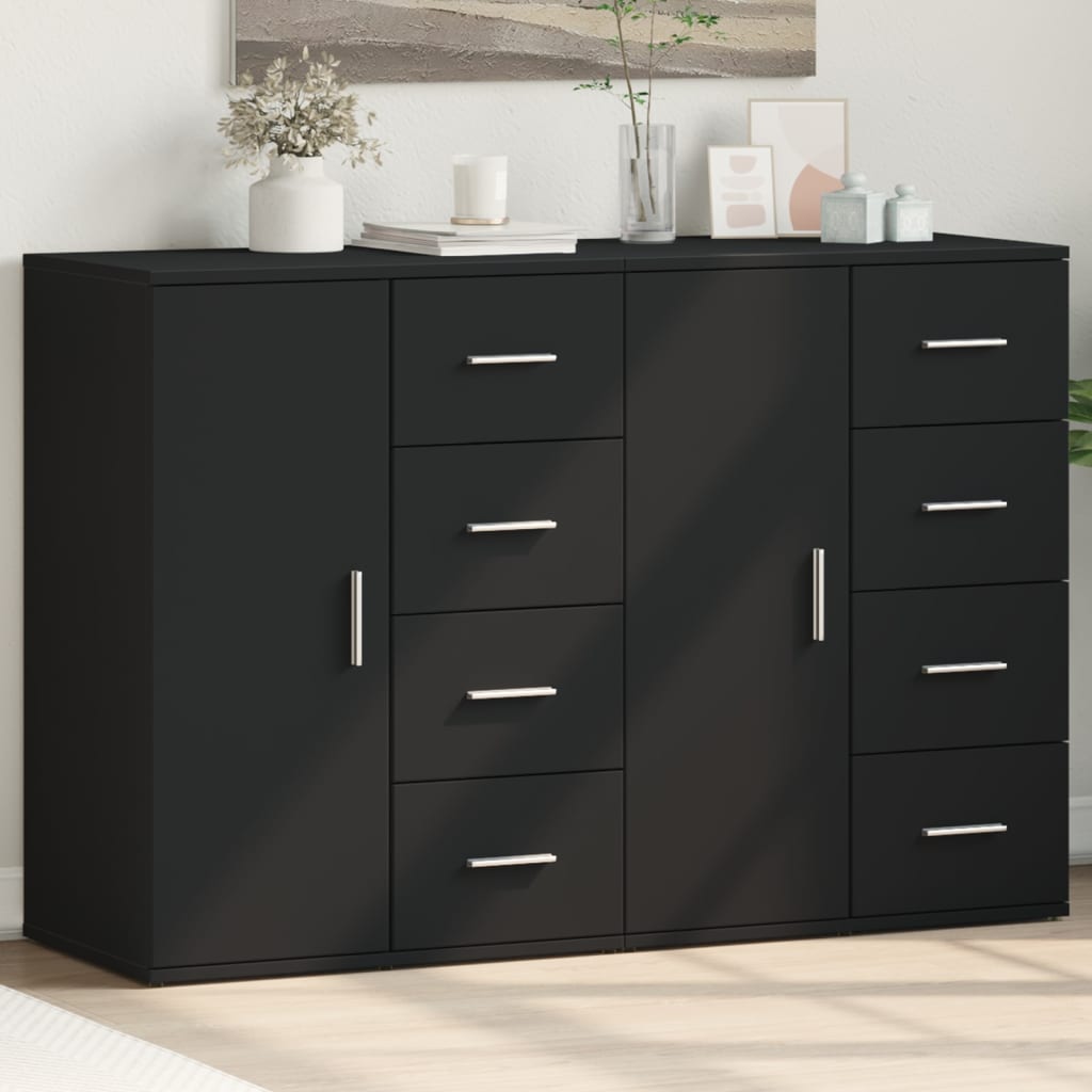 Sideboards 2 Stück schwarz 59x39x80 cm Holzwerkstoff