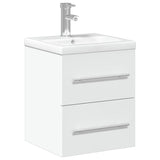 Armoire lavabo de salle de bain avec bassin intégré blanc