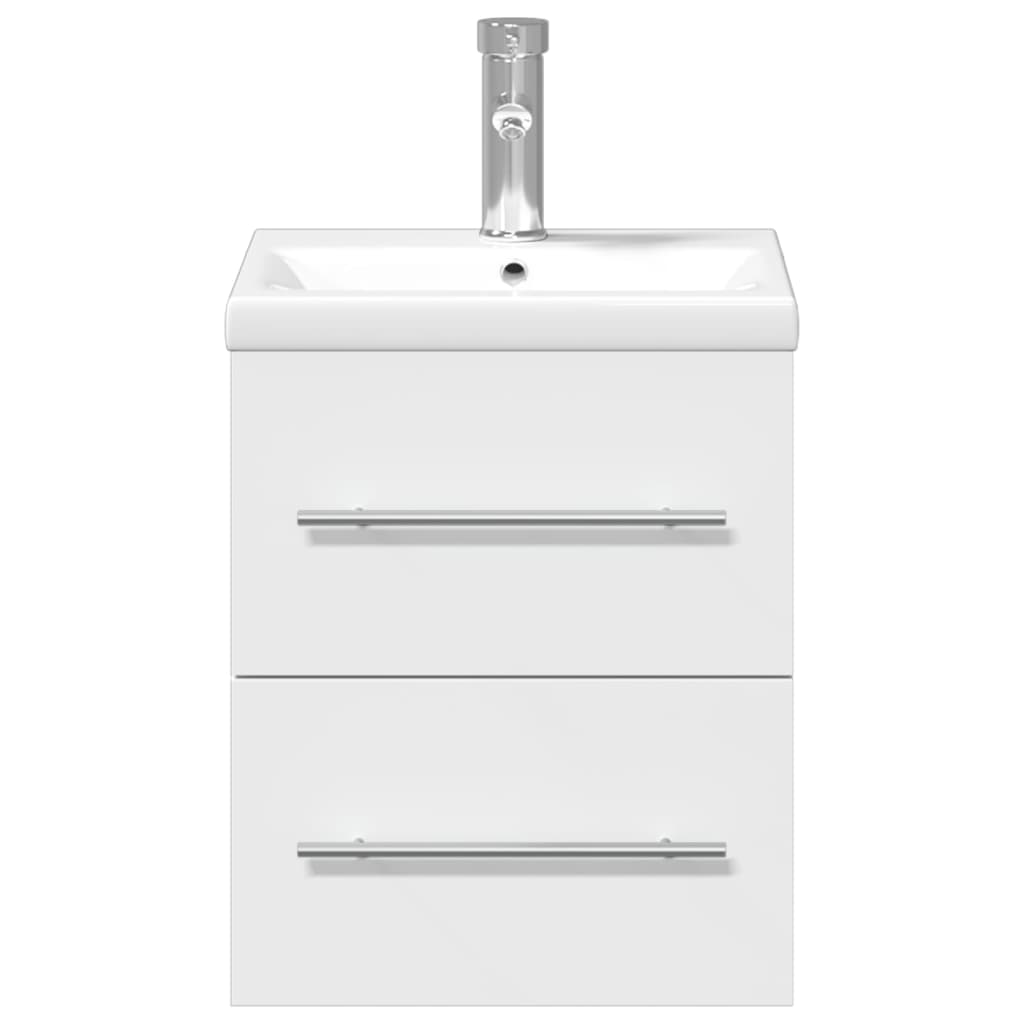 Armoire lavabo de salle de bain avec bassin intégré blanc