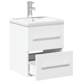 Armoire lavabo de salle de bain avec bassin intégré blanc