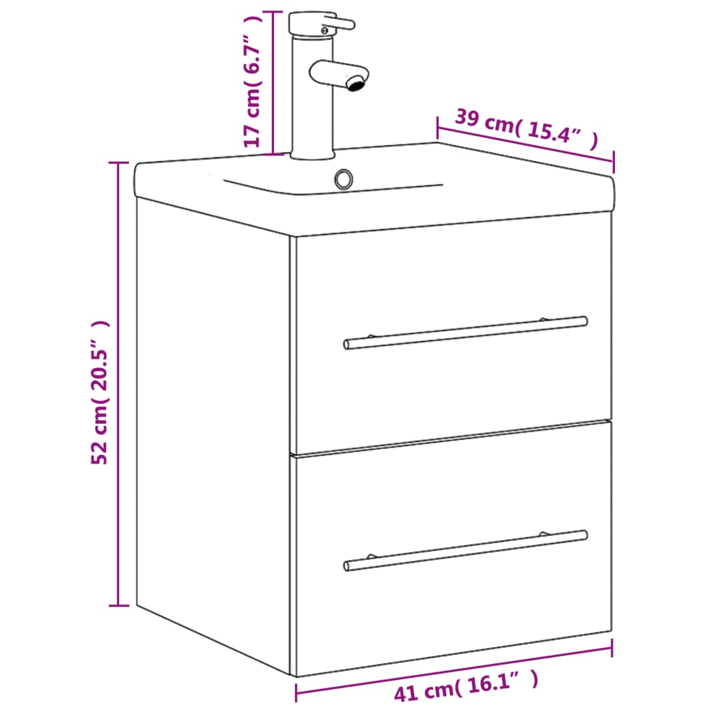 Armoire lavabo de salle de bain avec bassin intégré blanc