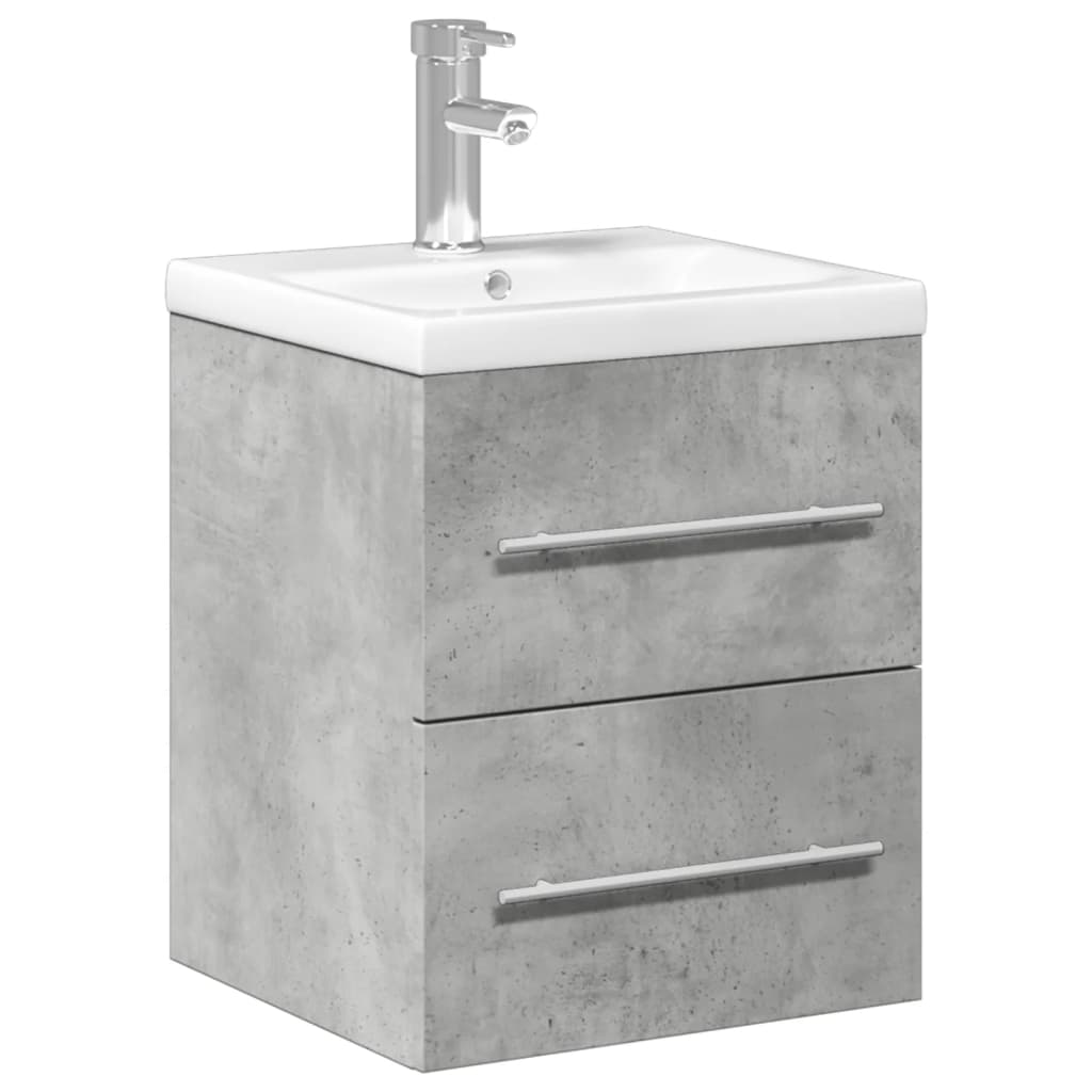 Armoire lavabo de salle de bain avec bassin intégré gris béton