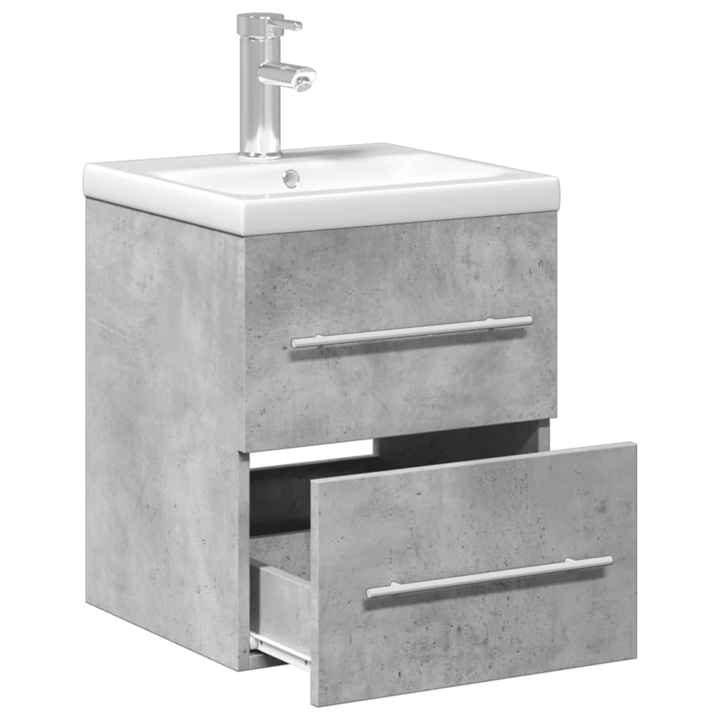 Armoire lavabo de salle de bain avec bassin intégré gris béton