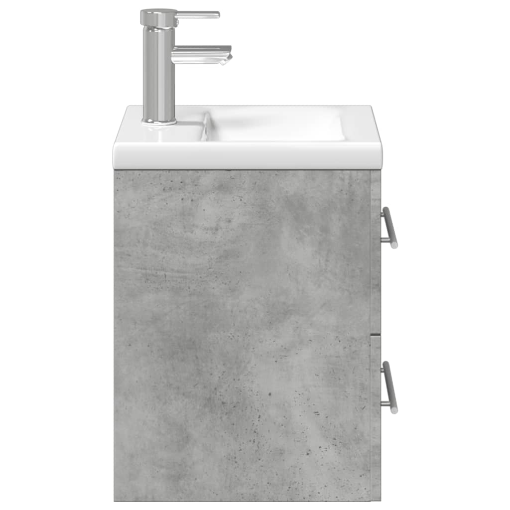 Armoire lavabo de salle de bain avec bassin intégré gris béton