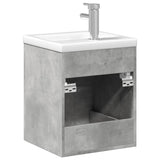 Armoire lavabo de salle de bain avec bassin intégré gris béton