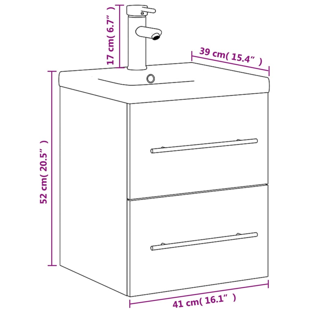 Armoire lavabo de salle de bain avec bassin intégré gris béton