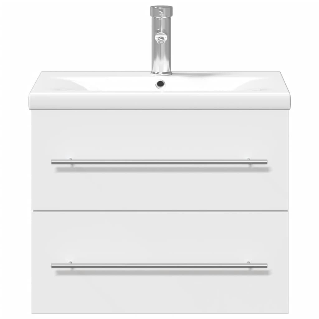 Armoire lavabo de salle de bain avec bassin intégré blanc