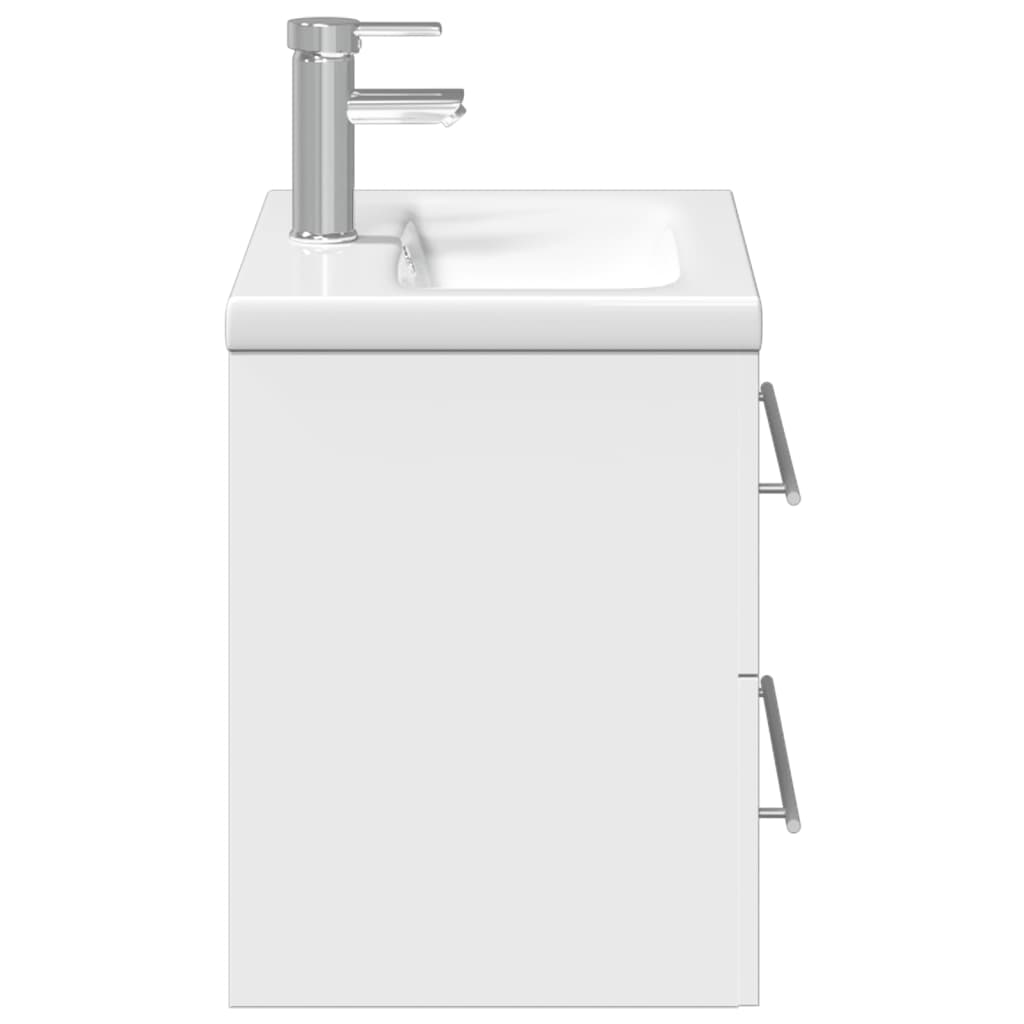 Armoire lavabo de salle de bain avec bassin intégré blanc