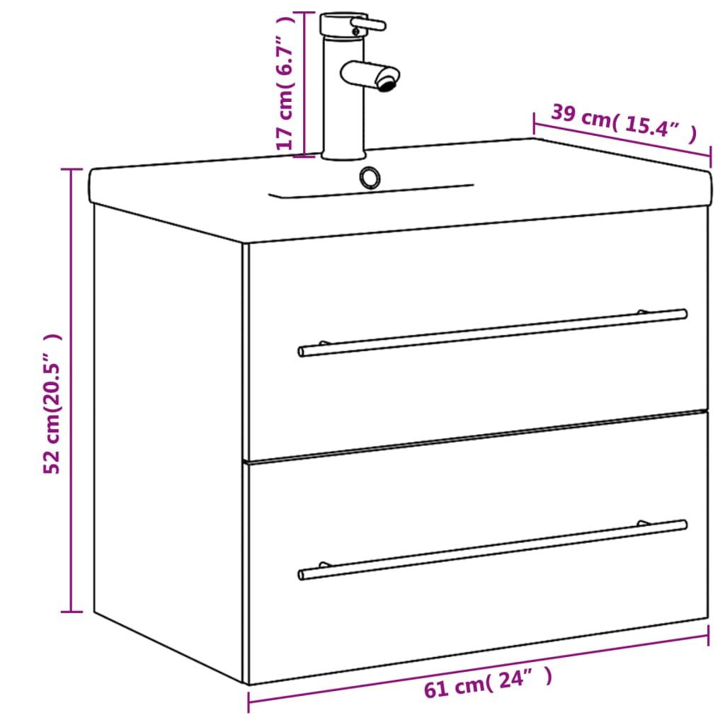 Armoire lavabo de salle de bain avec bassin intégré blanc