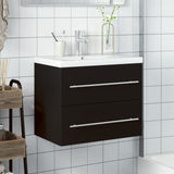 Armoire lavabo de salle de bain avec bassin intégré noir