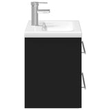 Armoire lavabo de salle de bain avec bassin intégré noir