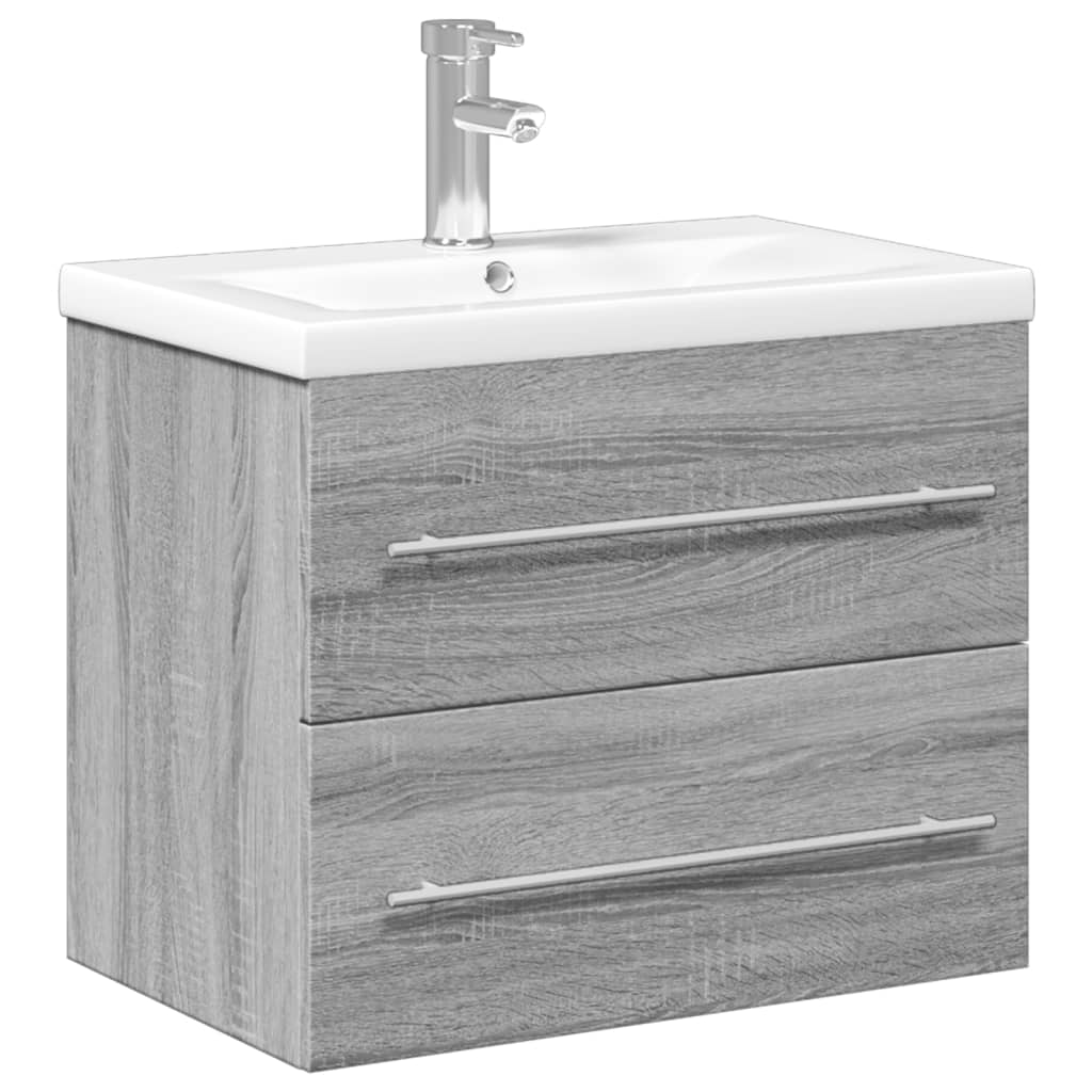 Armoire lavabo de salle de bain avec bassin intégré sonoma gris