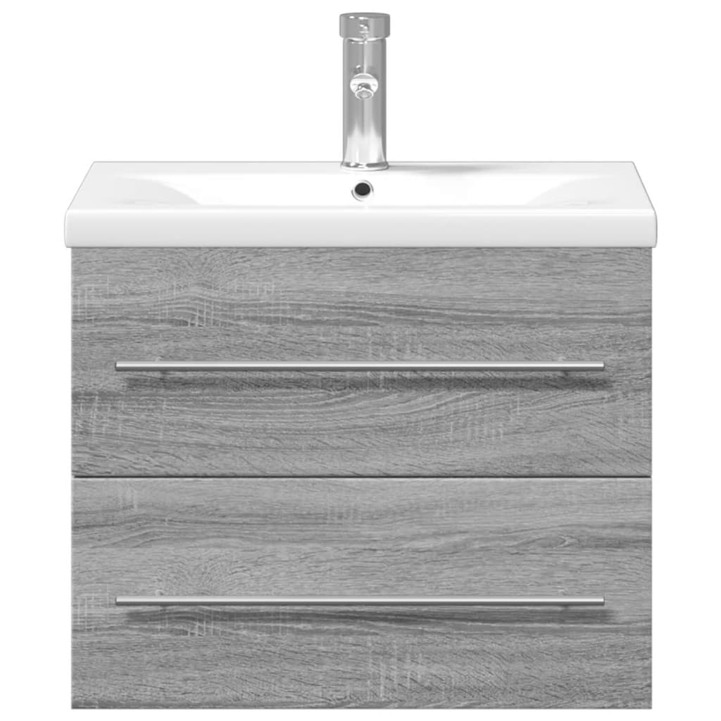 Armoire lavabo de salle de bain avec bassin intégré sonoma gris