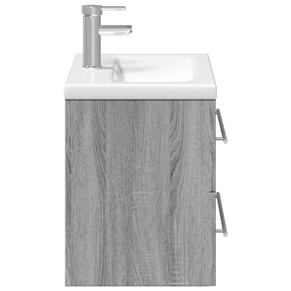 Armoire lavabo de salle de bain avec bassin intégré sonoma gris