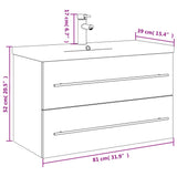 Armoire lavabo de salle de bain avec bassin intégré blanc