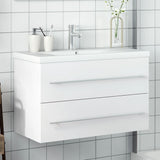 Armoire lavabo de salle de bain avec bassin intégré blanc