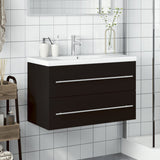 Armoire lavabo de salle de bain avec bassin intégré noir