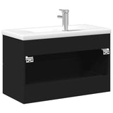 Armoire lavabo de salle de bain avec bassin intégré noir