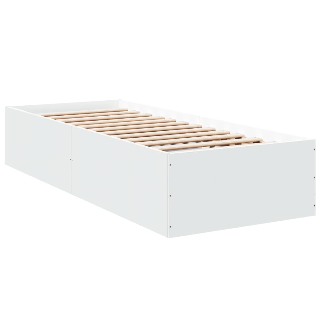 Bed frame without mattress white 75x190 cm engineered wood